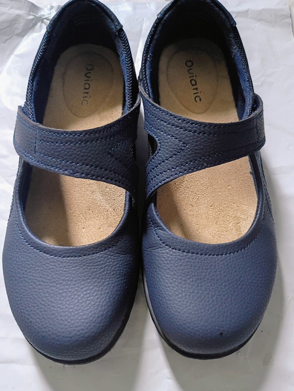 Oviaric Navy Blue Mary Jane Flats for Women Size 8